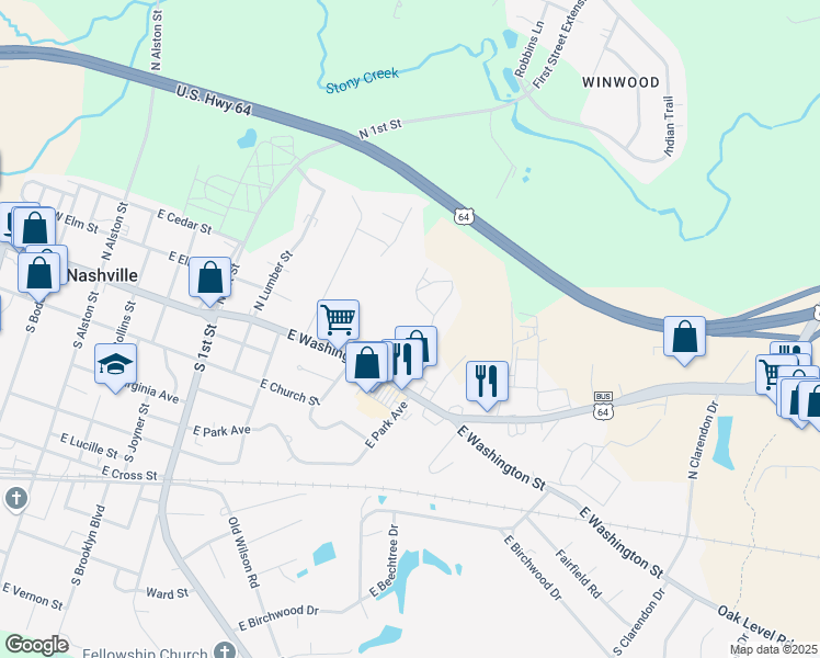 map of restaurants, bars, coffee shops, grocery stores, and more near 124 North Wheeless Drive in Nashville