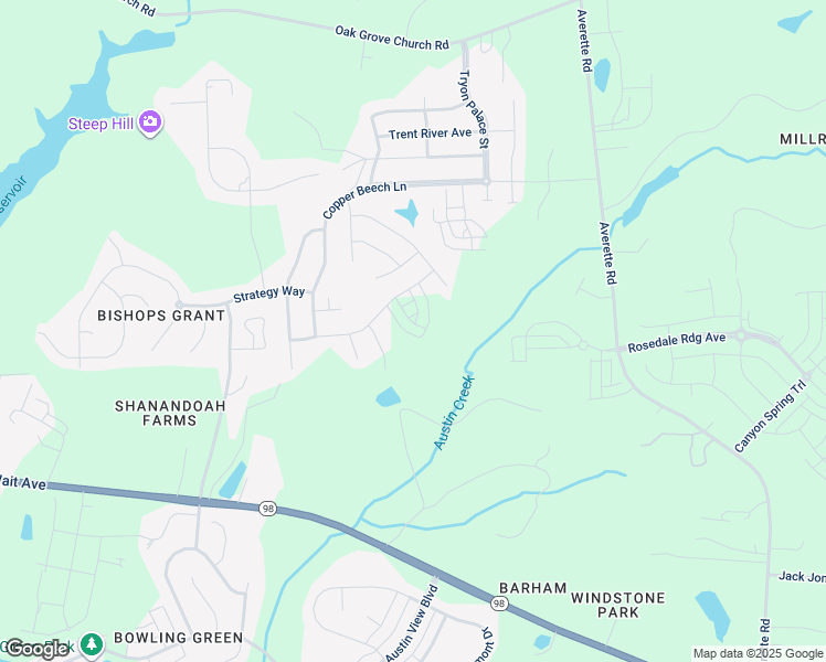 map of restaurants, bars, coffee shops, grocery stores, and more near 7137 Winding Way in Wake Forest