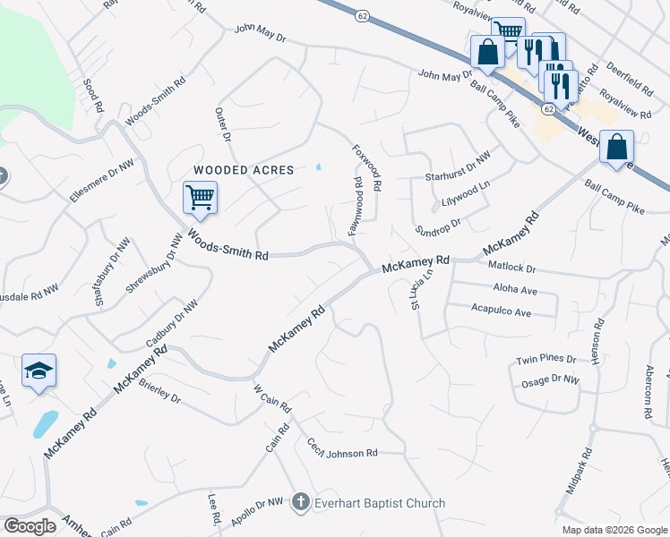 map of restaurants, bars, coffee shops, grocery stores, and more near 5804 Solar Drive in Knoxville