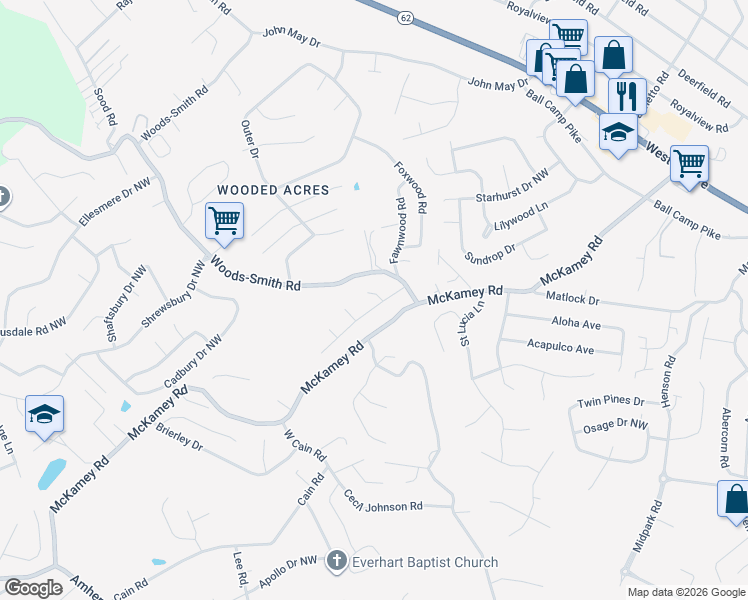 map of restaurants, bars, coffee shops, grocery stores, and more near 5804 Solar Drive in Knoxville