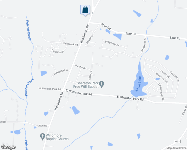 map of restaurants, bars, coffee shops, grocery stores, and more near Jim Haven Lane in Greensboro