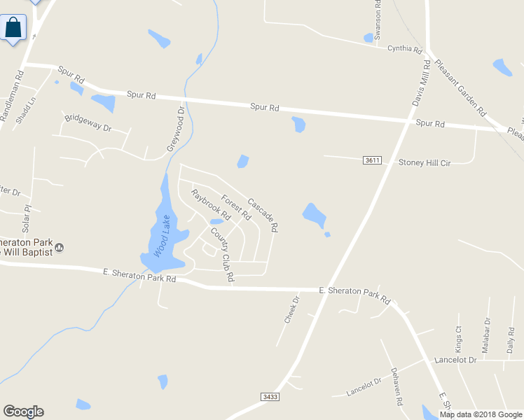 map of restaurants, bars, coffee shops, grocery stores, and more near 5517 Cascade Road in Greensboro