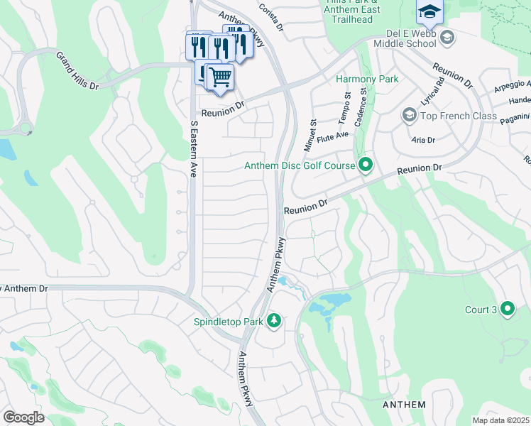 map of restaurants, bars, coffee shops, grocery stores, and more near 2525 Terrytown Avenue in Henderson