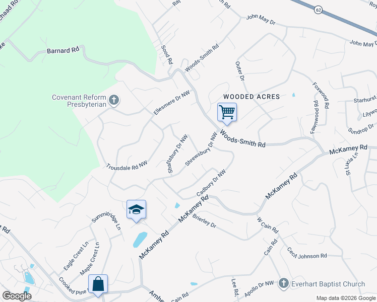 map of restaurants, bars, coffee shops, grocery stores, and more near 5601 Ludbury Lane Northwest in Knoxville