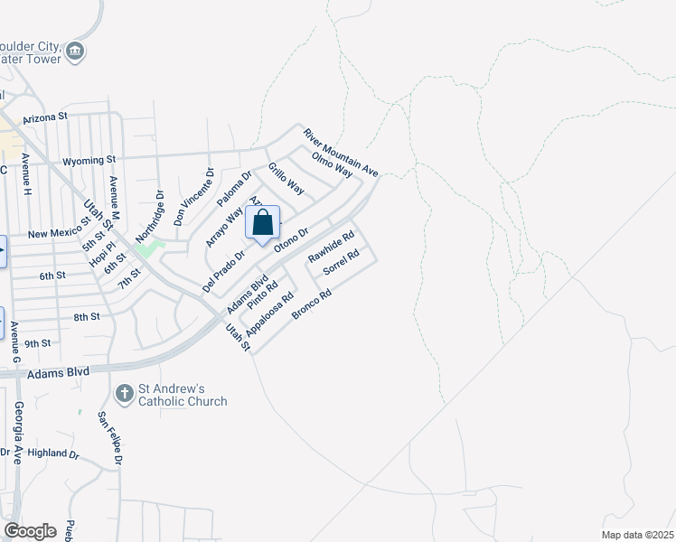 map of restaurants, bars, coffee shops, grocery stores, and more near 1444 Sorrel Road in Boulder City