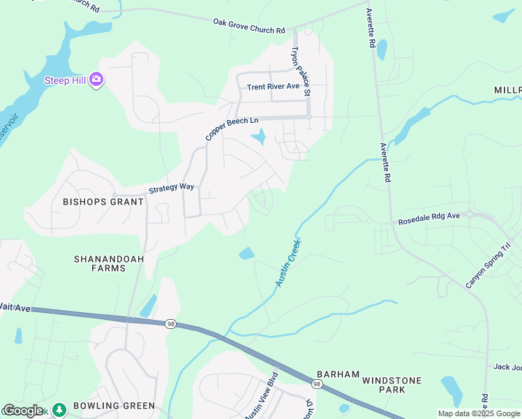 map of restaurants, bars, coffee shops, grocery stores, and more near 7137 Winding Way in Wake Forest