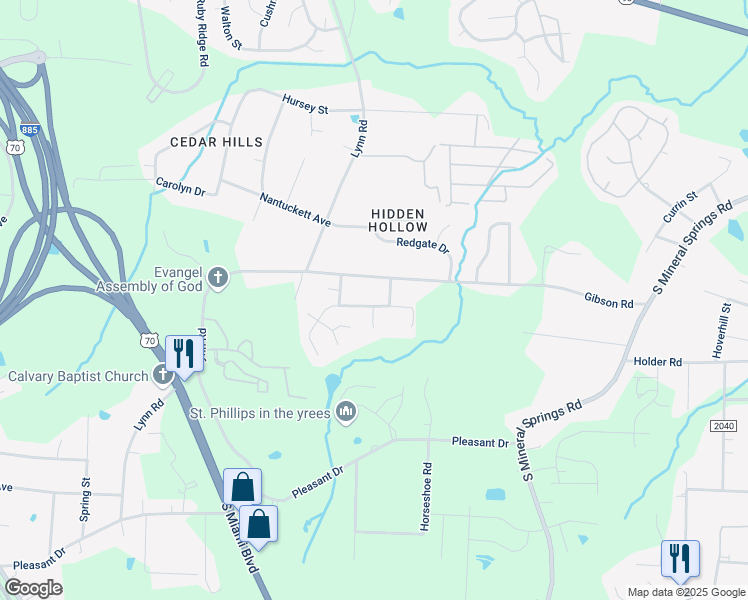 map of restaurants, bars, coffee shops, grocery stores, and more near 3201 Forrestal Drive in Durham
