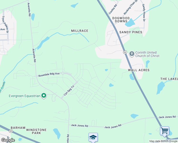 map of restaurants, bars, coffee shops, grocery stores, and more near Coral Cay Bend in Wake Forest