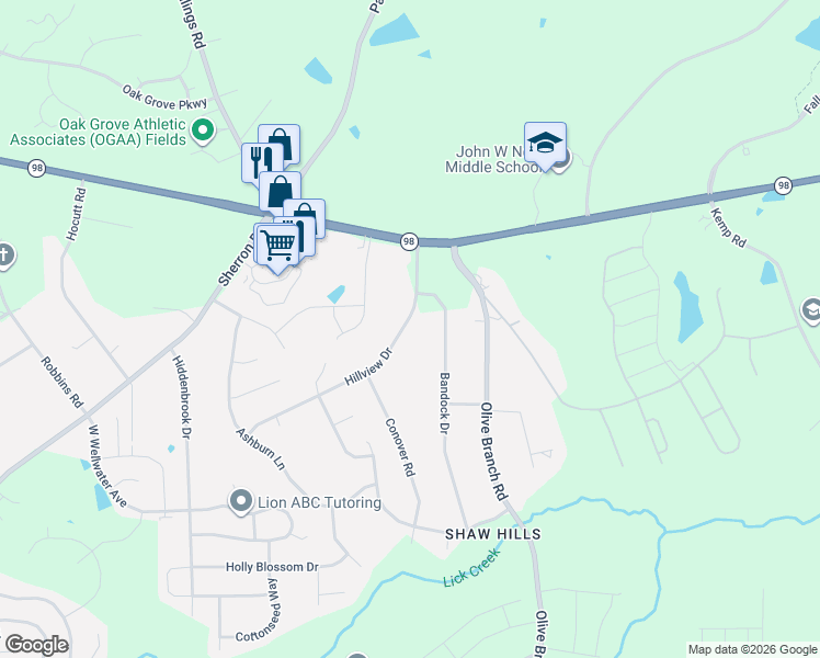 map of restaurants, bars, coffee shops, grocery stores, and more near 207 Hillview Drive in Durham