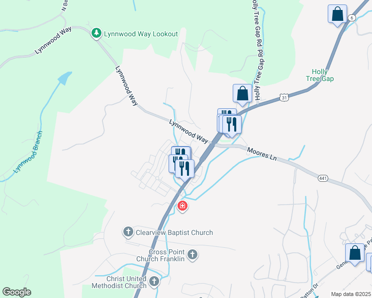 map of restaurants, bars, coffee shops, grocery stores, and more near 1261 Danton Boulevard in Franklin