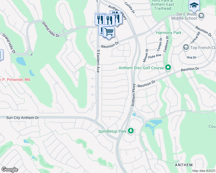 map of restaurants, bars, coffee shops, grocery stores, and more near 2578 Terrytown Avenue in Henderson