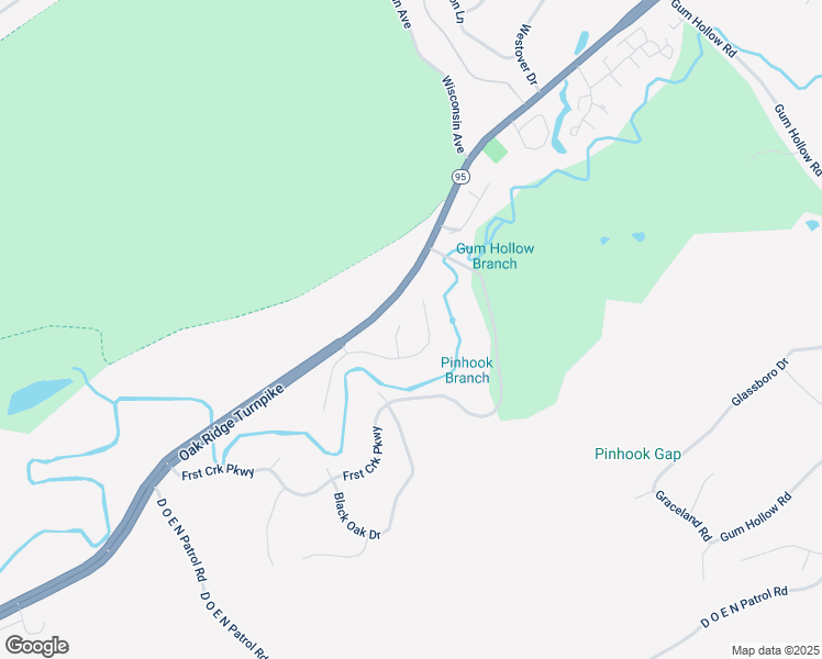 map of restaurants, bars, coffee shops, grocery stores, and more near 104 Shagbark Lane in Oak Ridge