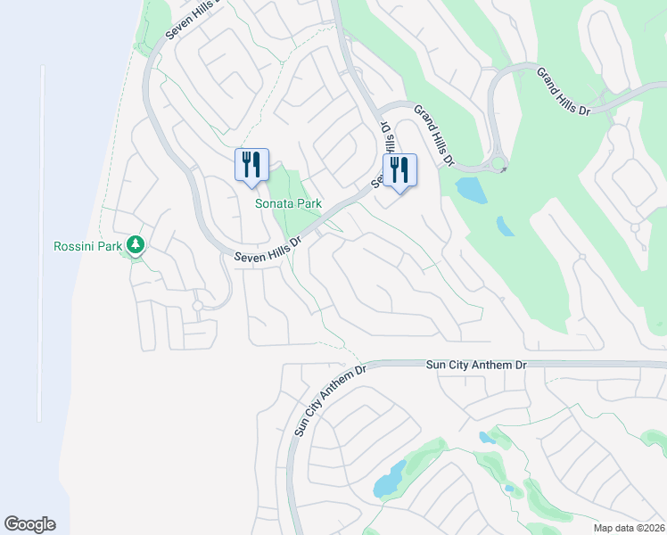 map of restaurants, bars, coffee shops, grocery stores, and more near 1533 Sabatini Drive in Henderson