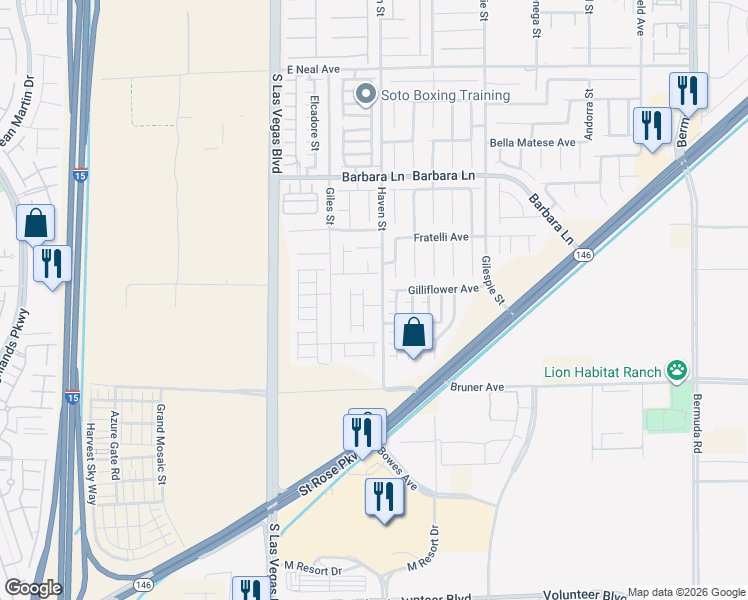 map of restaurants, bars, coffee shops, grocery stores, and more near 11925 Haven Street in Las Vegas