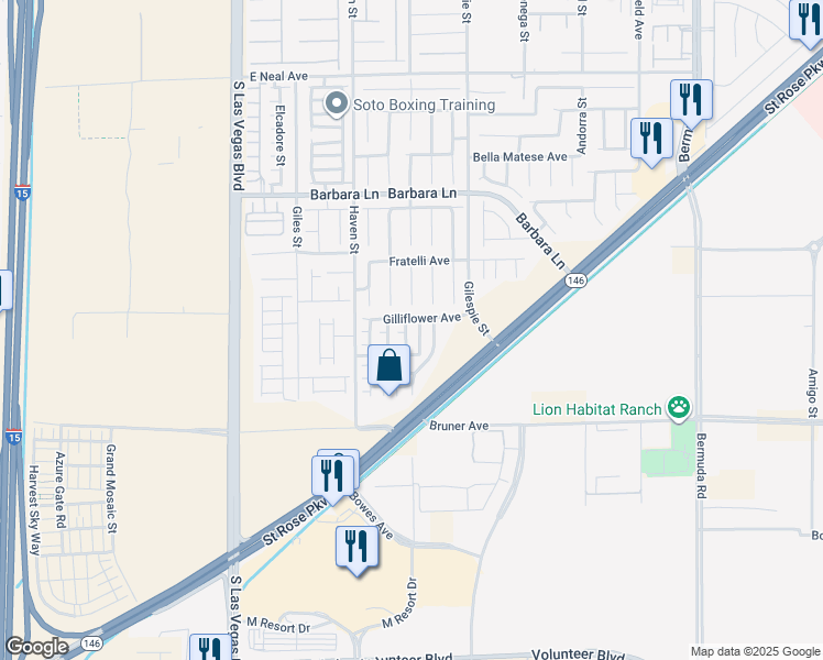 map of restaurants, bars, coffee shops, grocery stores, and more near 11932 Jersey Lilly Street in Las Vegas
