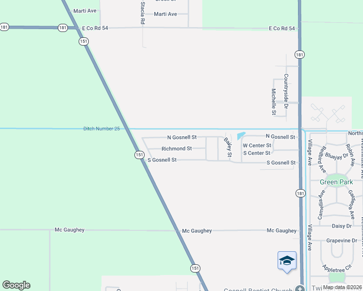 map of restaurants, bars, coffee shops, grocery stores, and more near 166 Richmond Street in Blytheville