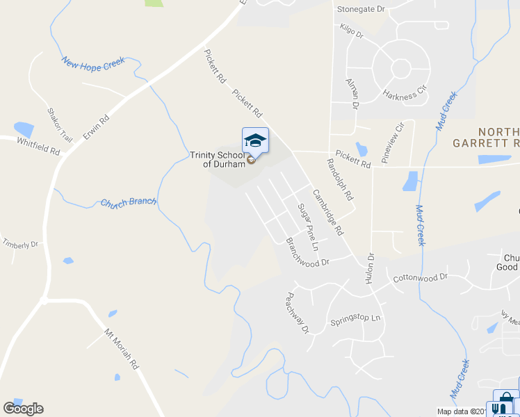 map of restaurants, bars, coffee shops, grocery stores, and more near 4306 Forest Edge Trail in Durham