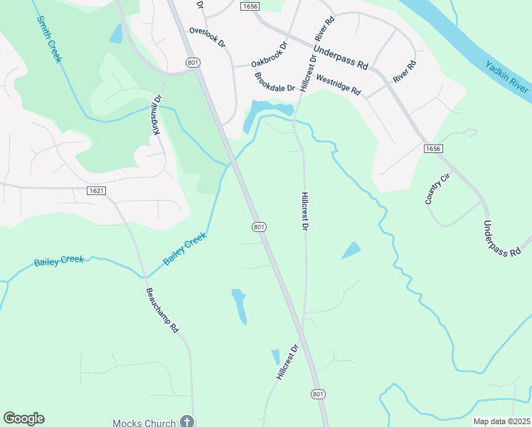 map of restaurants, bars, coffee shops, grocery stores, and more near North Carolina 801 in Advance