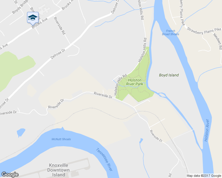 map of restaurants, bars, coffee shops, grocery stores, and more near 3205 Holston Hills Road in Knoxville