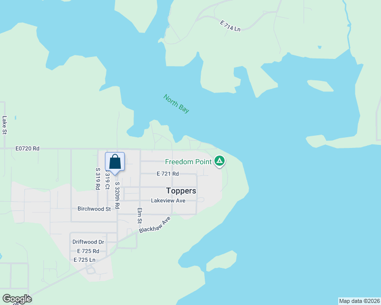 map of restaurants, bars, coffee shops, grocery stores, and more near 32342 East 720 Road in Wagoner