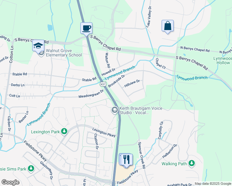 map of restaurants, bars, coffee shops, grocery stores, and more near 102 Spencer Creek Road in Franklin