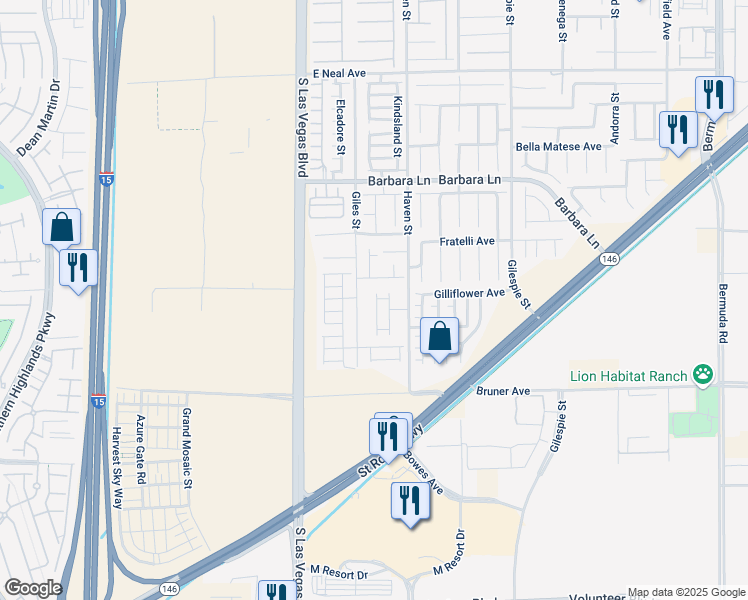 map of restaurants, bars, coffee shops, grocery stores, and more near 11926 Giles Street in Las Vegas
