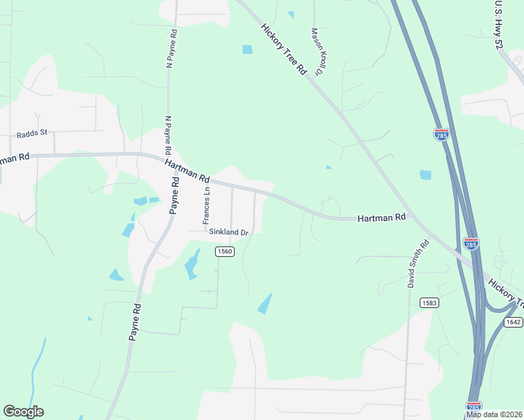 map of restaurants, bars, coffee shops, grocery stores, and more near 495 Hartman Road in Winston-Salem
