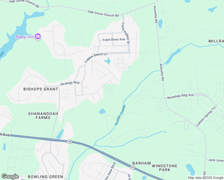 map of restaurants, bars, coffee shops, grocery stores, and more near 7137 Winding Way in Wake Forest