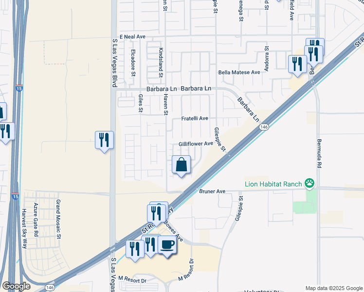 map of restaurants, bars, coffee shops, grocery stores, and more near 122 Tansy Court in Las Vegas