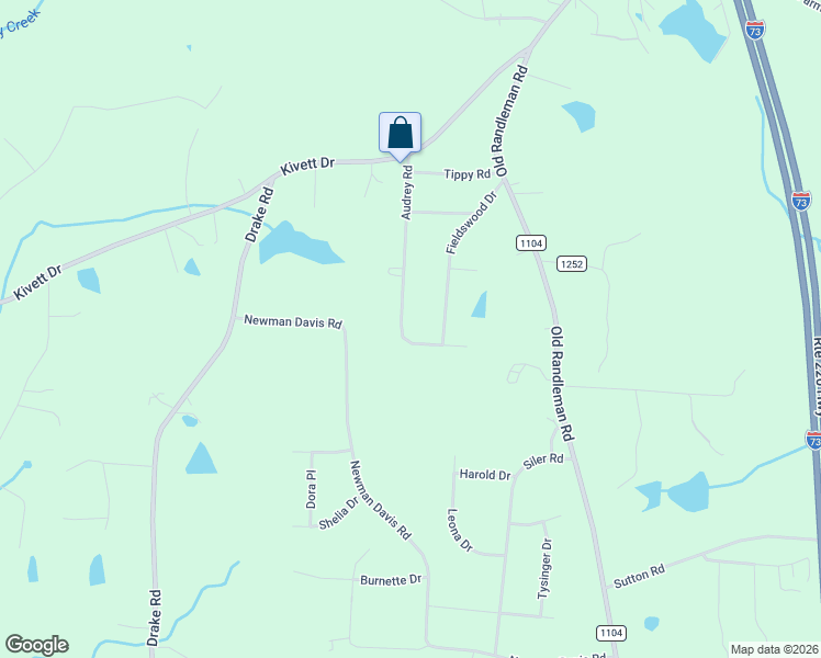 map of restaurants, bars, coffee shops, grocery stores, and more near 5326 Audrey Road in Greensboro