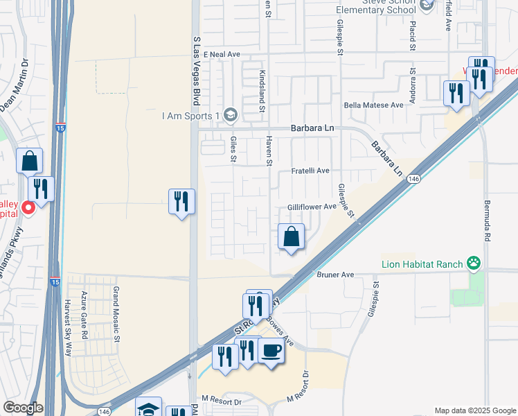 map of restaurants, bars, coffee shops, grocery stores, and more near 11916 Camden Brook Street in Las Vegas