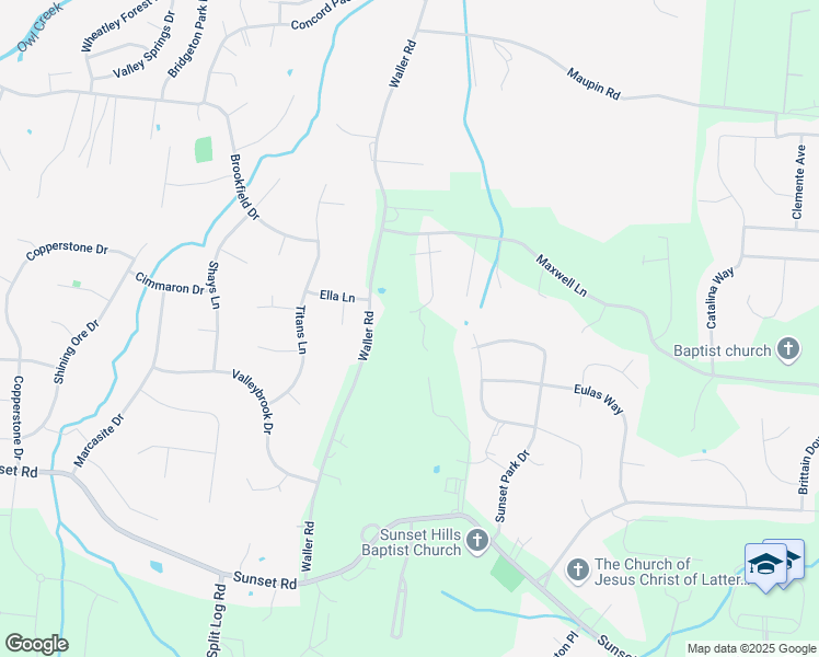 map of restaurants, bars, coffee shops, grocery stores, and more near 1128 Waller Road in Brentwood
