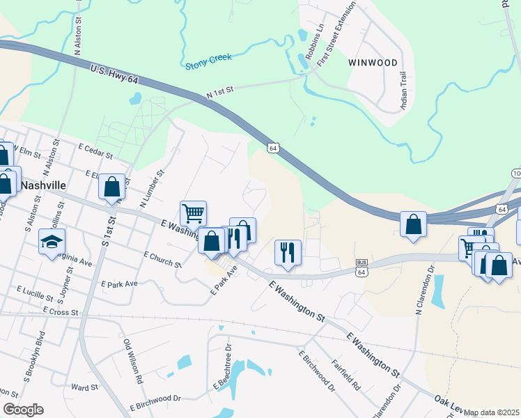map of restaurants, bars, coffee shops, grocery stores, and more near 131 North Wheeless Drive in Nashville