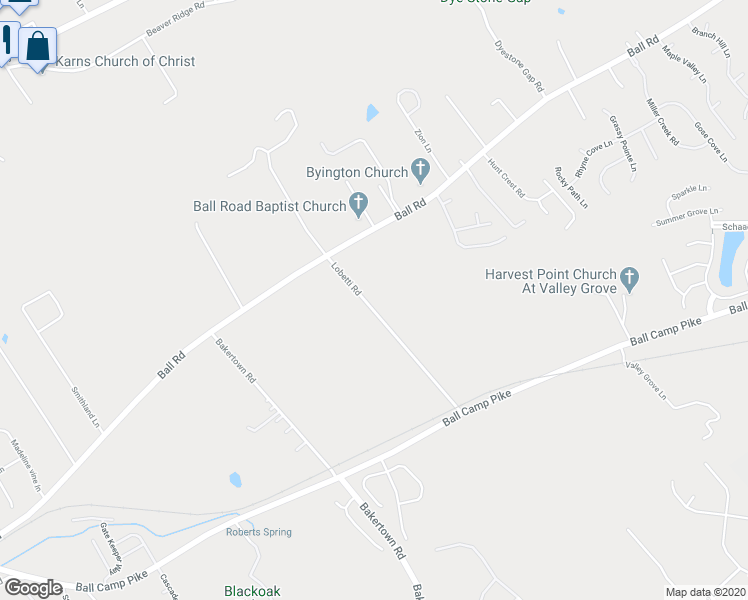 map of restaurants, bars, coffee shops, grocery stores, and more near 3304 Lobetti Road in Knoxville