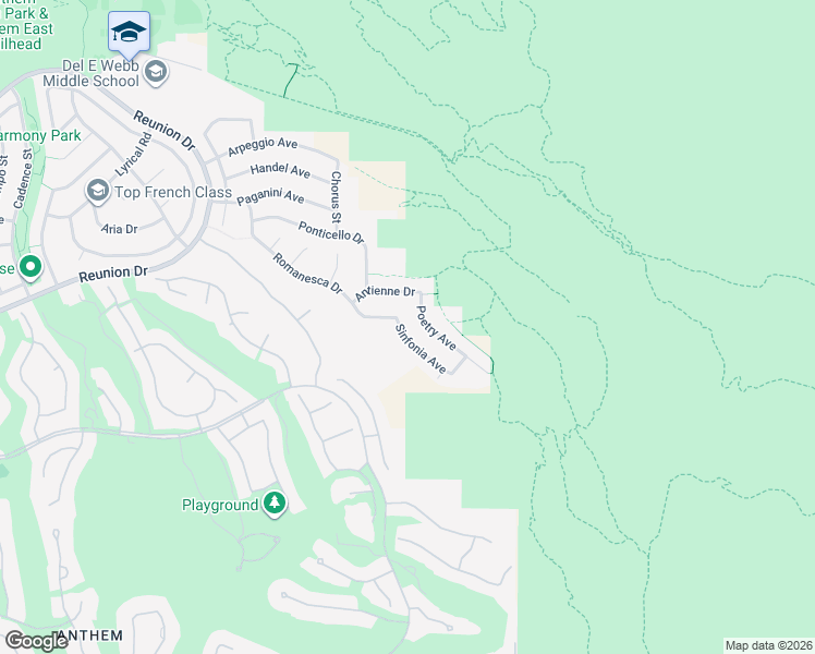 map of restaurants, bars, coffee shops, grocery stores, and more near 2052 Sinfonia Avenue in Henderson