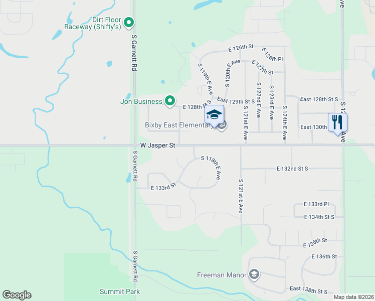 map of restaurants, bars, coffee shops, grocery stores, and more near 13155 South 116th East Avenue in Broken Arrow