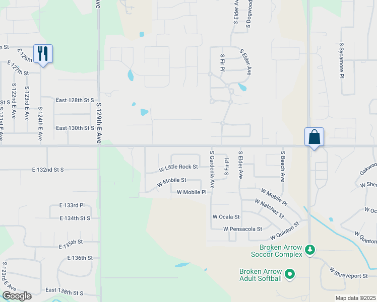 map of restaurants, bars, coffee shops, grocery stores, and more near 2508 West Kingsport Street in Broken Arrow