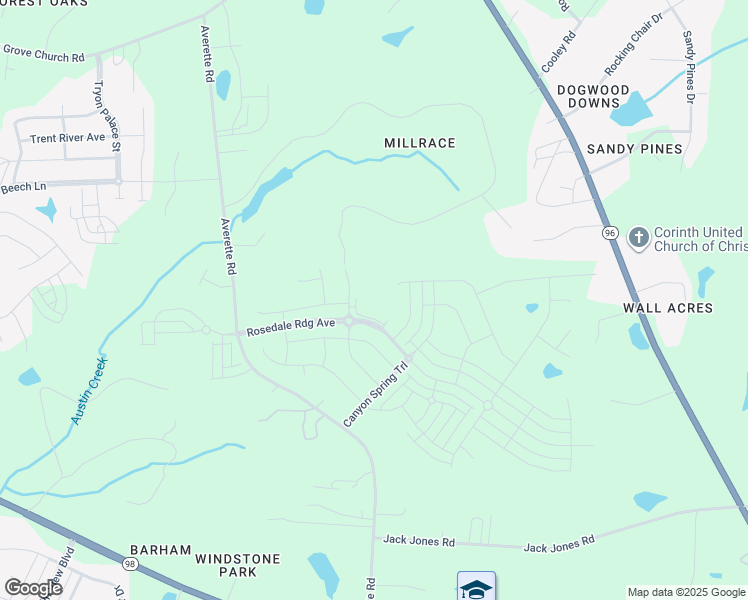 map of restaurants, bars, coffee shops, grocery stores, and more near 1720 Averette Road in Wake Forest