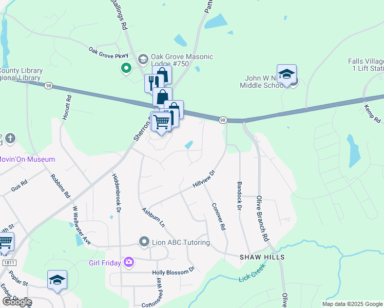 map of restaurants, bars, coffee shops, grocery stores, and more near 112 Oakchest Court in Durham