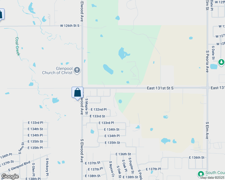 map of restaurants, bars, coffee shops, grocery stores, and more near 13137 South Oak Place in Glenpool