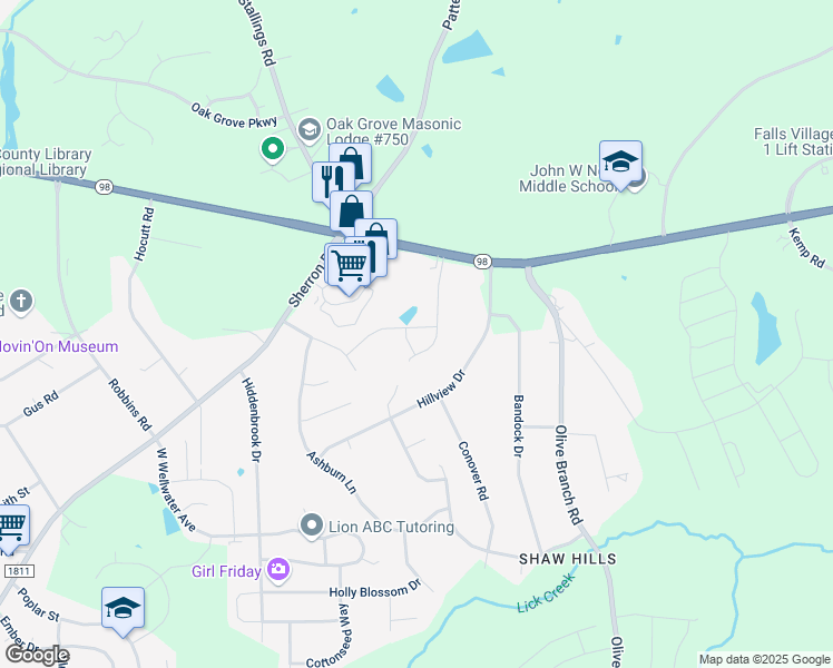 map of restaurants, bars, coffee shops, grocery stores, and more near 112 Oakchest Court in Durham