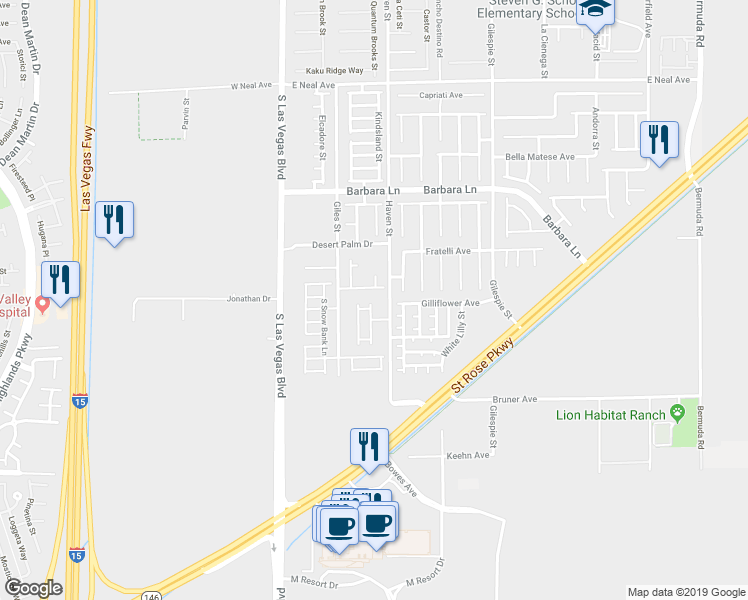 map of restaurants, bars, coffee shops, grocery stores, and more near 11904 Camden Brook Street in Las Vegas