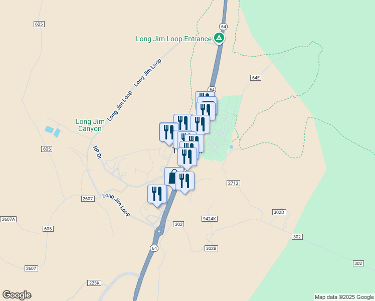 map of restaurants, bars, coffee shops, grocery stores, and more near in Tusayan