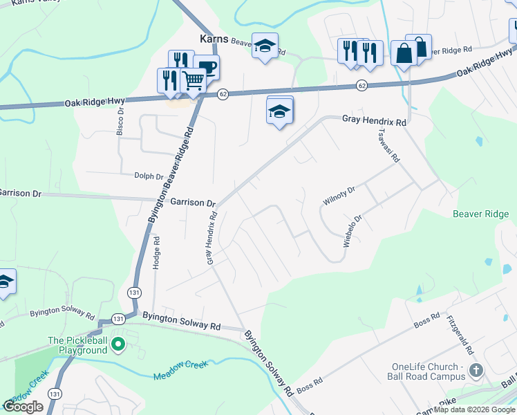 map of restaurants, bars, coffee shops, grocery stores, and more near 2617 Sherwin Road in Knoxville