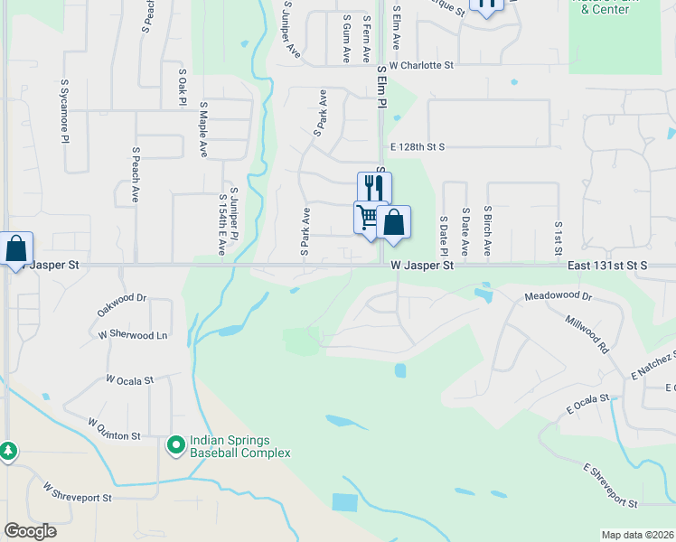 map of restaurants, bars, coffee shops, grocery stores, and more near 516 Fairway Court in Broken Arrow