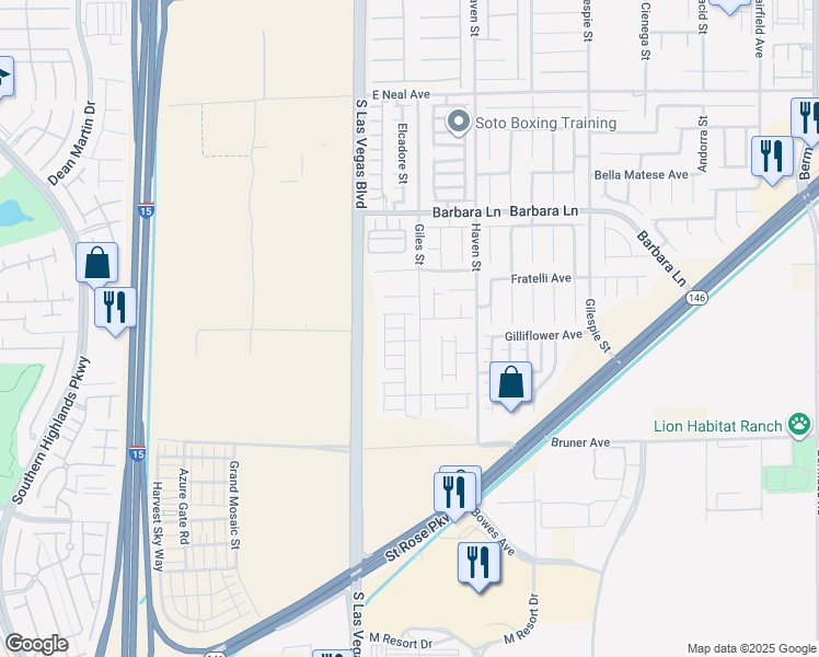 map of restaurants, bars, coffee shops, grocery stores, and more near 11894 South Snow Bank Lane in Las Vegas
