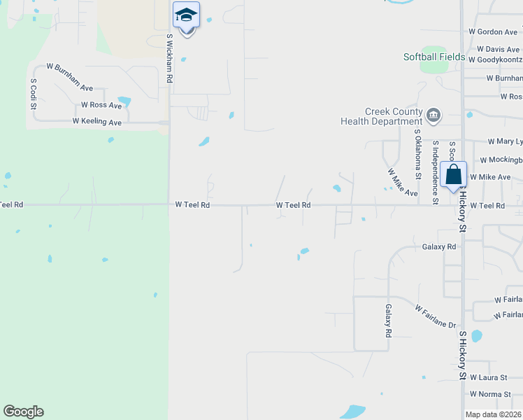 map of restaurants, bars, coffee shops, grocery stores, and more near 1002 West Teel Road in Sapulpa