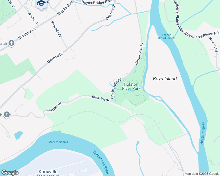 map of restaurants, bars, coffee shops, grocery stores, and more near 3205 Holston Hills Road in Knoxville