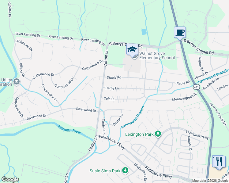 map of restaurants, bars, coffee shops, grocery stores, and more near 346 Colt Lane in Franklin