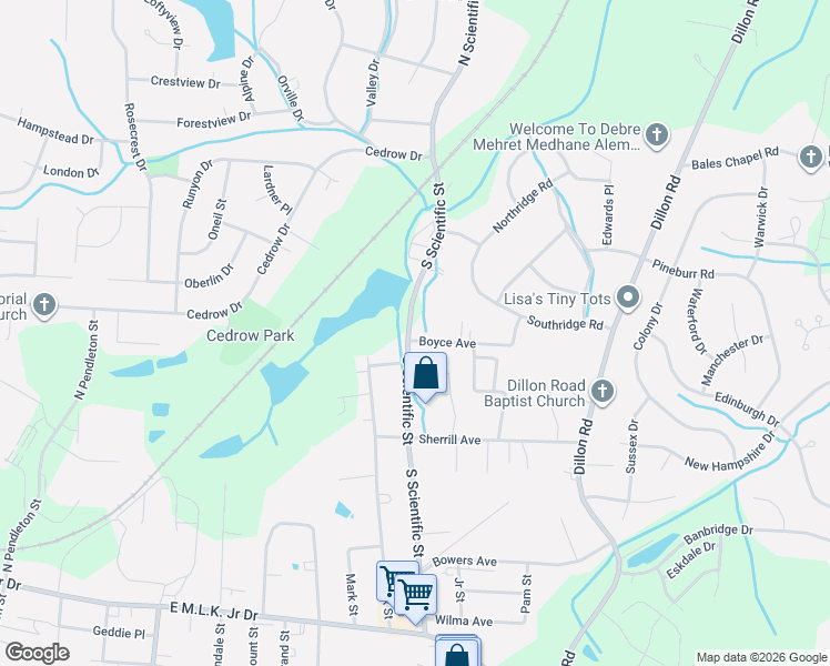 map of restaurants, bars, coffee shops, grocery stores, and more near 600 South Scientific Street in High Point